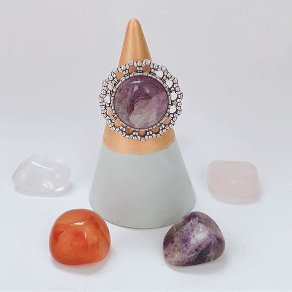 💍Beautiful Amethyst Natural Stone Ring - Picture 4 of 5